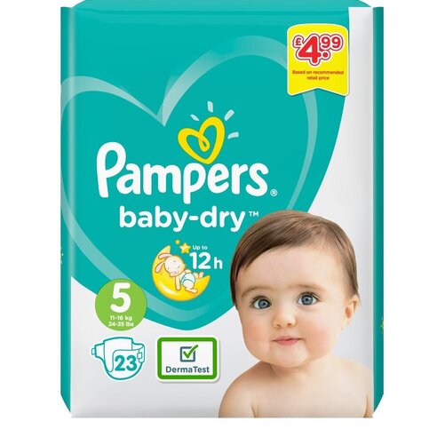 Order Pampers Baby-Dry Size 5, 23 Nappies, 11-16kg Carry Pack from Go ...